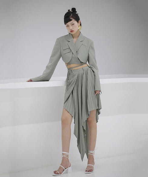 Curved Hem Cropped Jacket